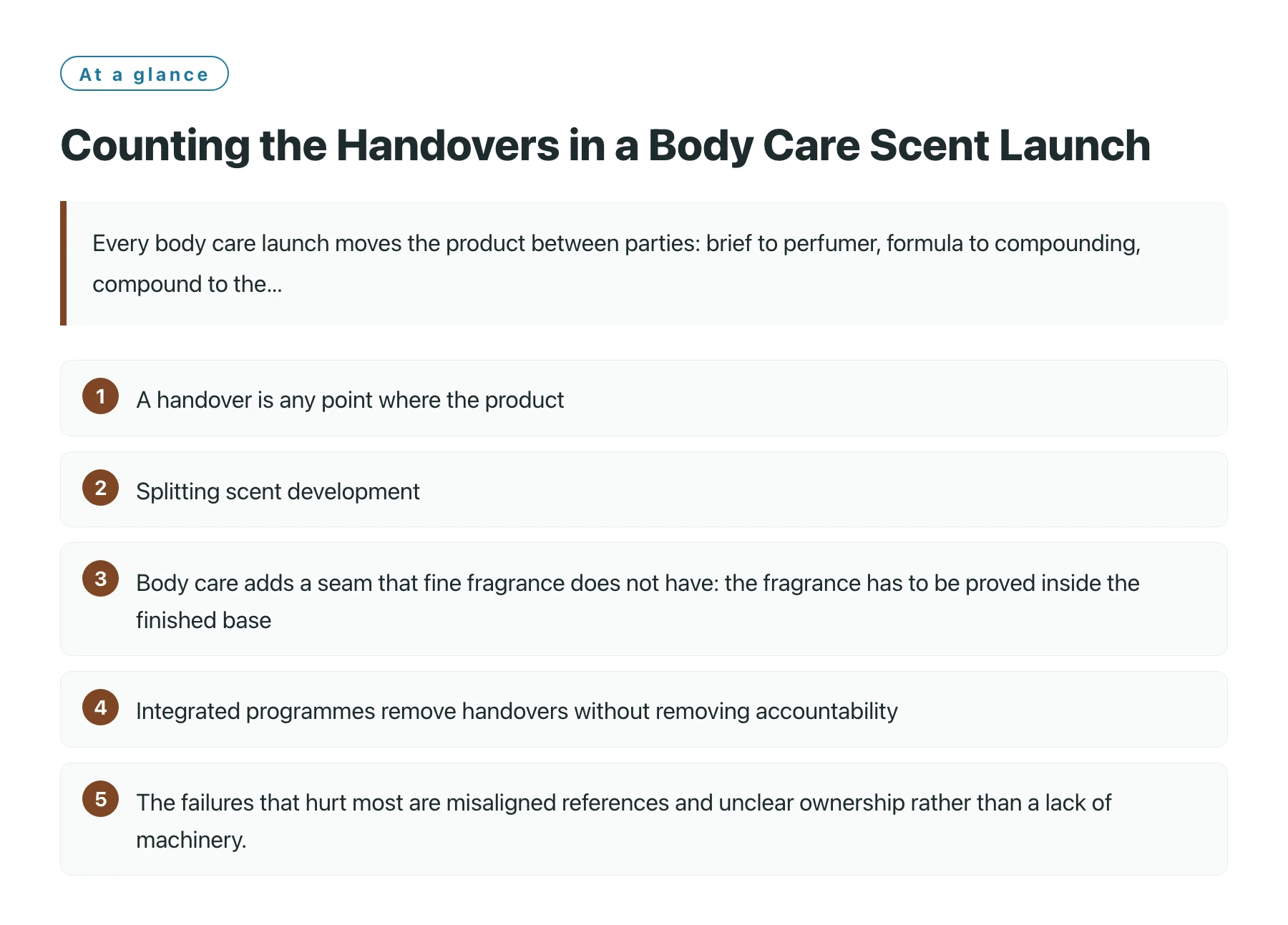 Counting the Handovers in a Body Care Scent Launch——全文要点速览